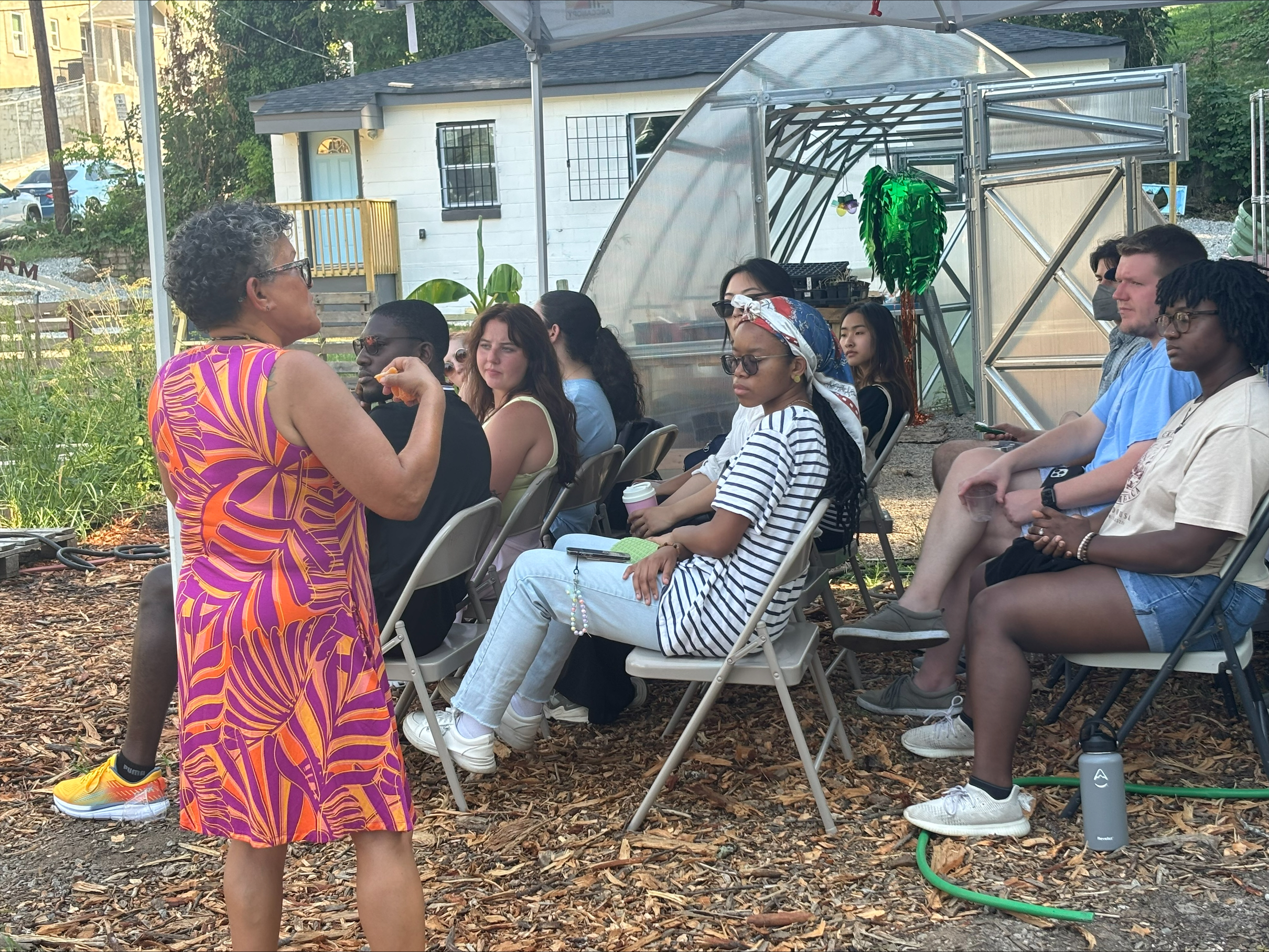 Community Partner talking to student group